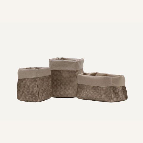 Набір із трьох шкіряних кошиків Limaс - Amos 40 Brown LIM-AMOS40-BRN фото