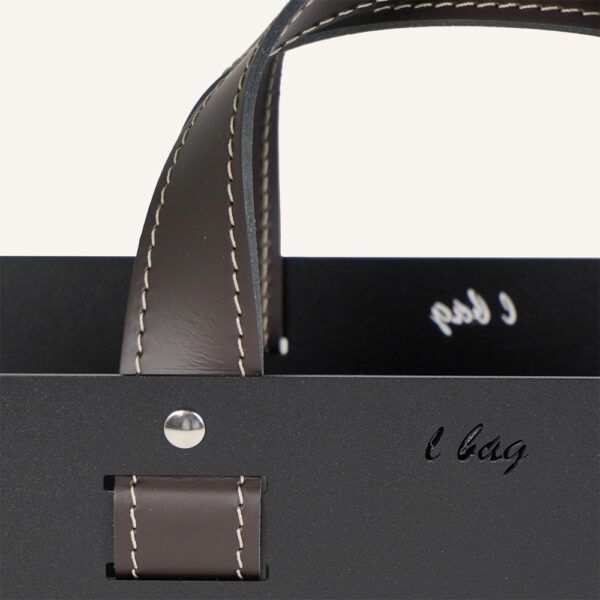 Steel and Leather Magazine Rack Limaс - L Bag 02 Dark Brown
