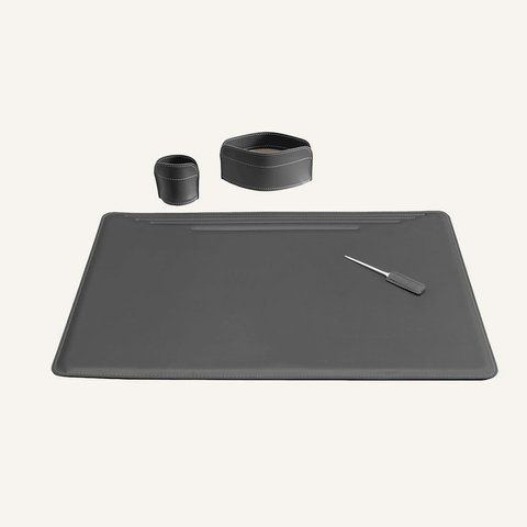 Maxi Regenerated Leather Desk Set Limaс - Ebe 4 Grey