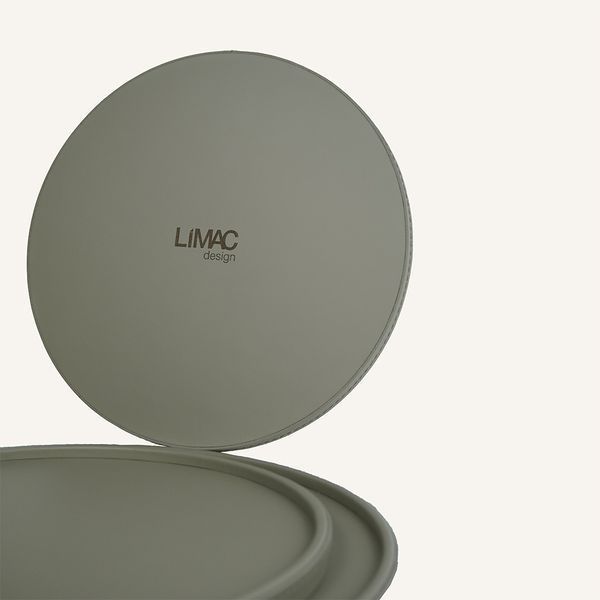 Round Leather Tray Limaс - Clizia Light Grey